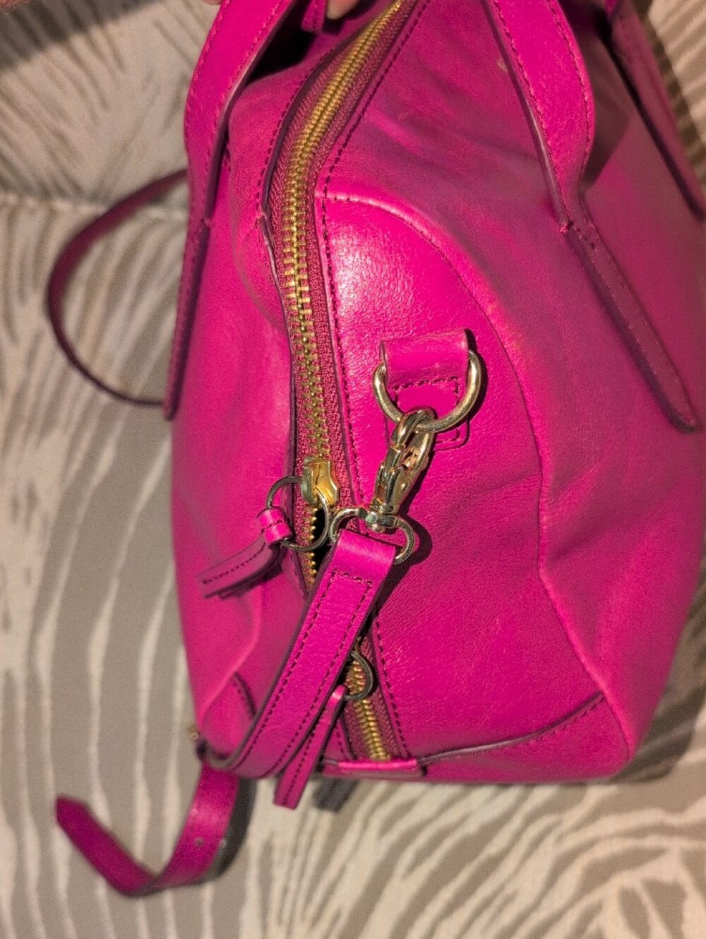 Fossil Hot Pink Leather Sydney Satchel And Crossbody - Picture 6 of 15